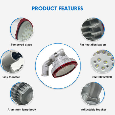 ไฟเบย์สูงกันระเบิดกันน้ำ IP65 30W 40W 50W พร้อมประสิทธิภาพ 100-110lm/w สำหรับพื้นที่อันตราย