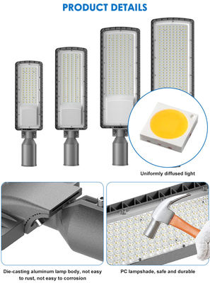 ความสว่างสูง AC85-265V 3000K ถึง 6500K ไฟ LED ถนนทางหลวง ถนนเมือง ที่จอดรถ