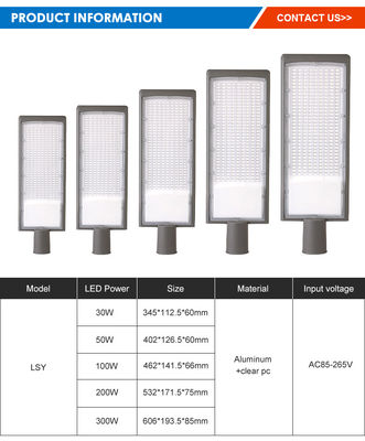 ไฟถนนอะลูมิเนียมหล่อแบบกันน้ำกลางแจ้ง IP66 SMD2835 LED