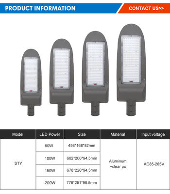 IP66 กันน้ํา LED Street Light ด้วยอุณหภูมิสี 3000-6500K และการออกแสงสูงสําหรับการส่องแสงทางหลวงกลางแจ้ง