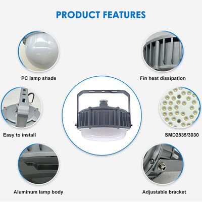 โคมไฟไฮเบย์กันน้ำ IP65 50W 100W 150W ไฟ LED ป้องกันการระเบิด พร้อมอลูมิเนียม + กระจกนิรภัย