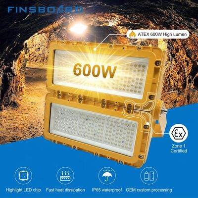 น้ำท่วมไฟ LED ป้องกันการระเบิด 600W ATEX IIB T6 IP65 RFEPL8280 ลำแสง 60 ° LUMILEDS