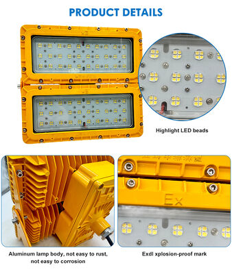 ไฟฉายฉายฉุกเฉิน 300W LED ระเบิดกันระเบิด แบตเตอรี่สํารอง 120 นาที ATEX Egress Safety IP66 อัลลูมิเนียมเจาะเจาะ ADC12
