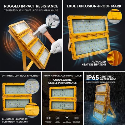 IP65 กันสภาพอากาศ 600W LED กันระเบิด ไฟน้ําท่วม -40C/60C LUMILEDS LM-80 ATEX IIb T6 WF2 พื้นที่อันตราย