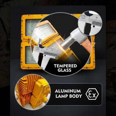 ไฟสปอร์ตไลท์ LED ป้องกันการระเบิด 600W แบบติดตั้งได้หลายแบบ พร้อมขายึด 6 ทาง LUMILEDS LM-80 ATEX IIb T6 IP65 โคมไฟติดเพดาน ติดผนัง