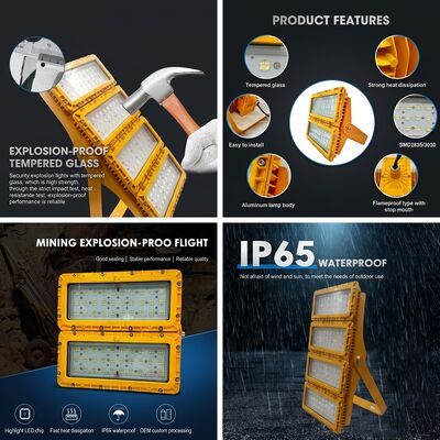 ไฟสปอร์ตไลท์ LED กันระเบิด โซน 1 โซน 2 300W LUMILEDS LM-80 ATEX IIb T6 แก๊ส ฝุ่น IP65 สำหรับพื้นที่อันตราย