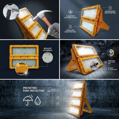 ไฟสปอร์ตไลท์ LED ป้องกันการระเบิดขนาดกะทัดรัด 600W LUMILEDS LM-80 ATEX IIb T6 IP65 425X485X165mm โคมไฟสำหรับพื้นที่อันตราย