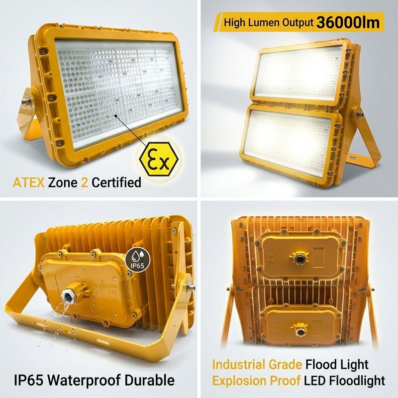 600W โคมไฟ LED กันระเบิด ATEX โซน 21 โซน 22 กันฝุ่น แอนติสติก 78000lm IP66 โคมไฟอลูมิเนียม