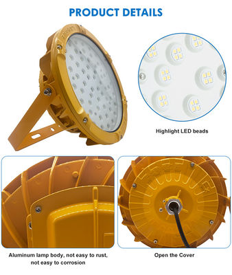 ไฟไฮเบย์สำหรับสถานีบริการน้ำมัน LED ป้องกันการระเบิดสำหรับพื้นที่อันตราย IP65